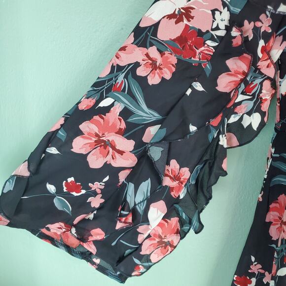 Missguided Plus Womens Floral Square Neck Ruffle Midi Dress Size 20 - Picture 5 of 7